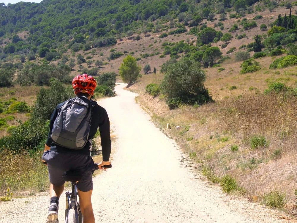 Cyclist on the Costa Vicentina, south-west Portugal