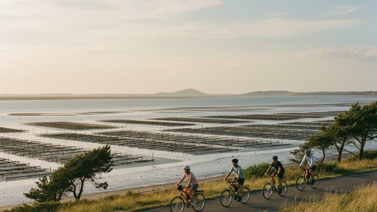 Cycling the Arcachon Bay and the Dune du Pilat Illustrative image, AI-generated or AI-modified: Cycling the Arcachon Bay and the Dune du Pilat