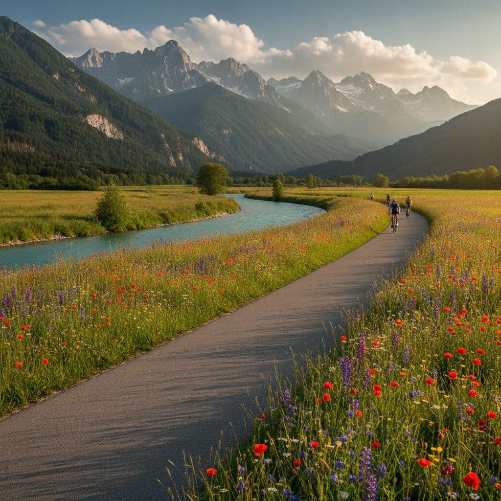 Drava Cycle Path Classic: Sillian to Lake Klopein Illustrative image, AI-generated or AI-modified: Drava Cycle Path Classic: Sillian to Lake Klopein