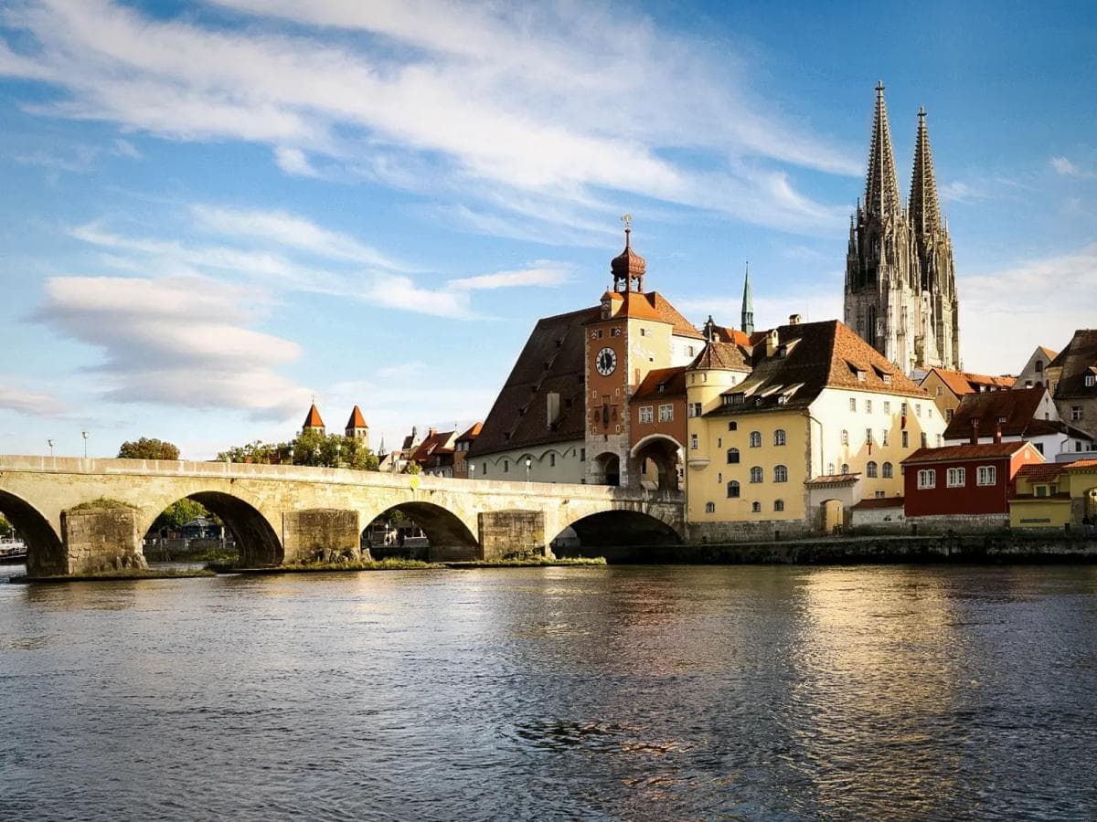 Prague to Munich via Regensburg Illustrative image, AI-generated or AI-modified: Prague to Munich via Regensburg